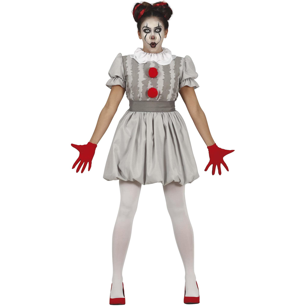 Fiestas Guirca Adult Grey Clown White and Red Halloween Costume Small Image 1