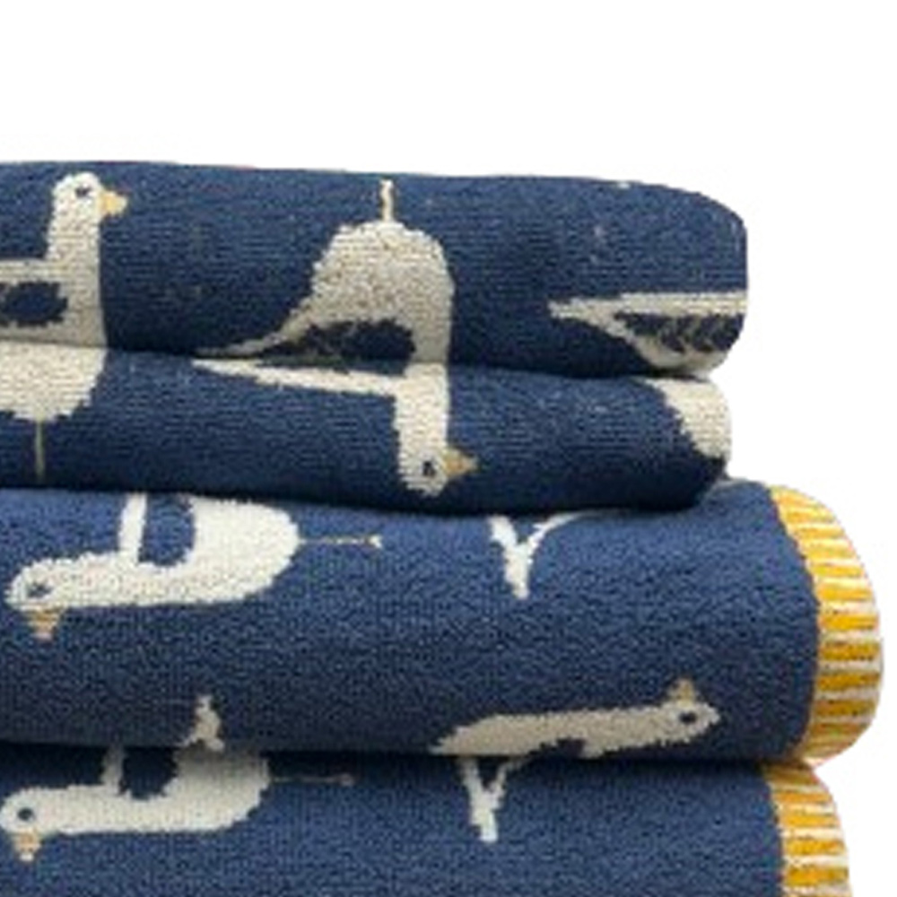 Bellissimo Sea Gull Navy Turkish Cotton Hand and Bath Towels Set of 4 Image 2
