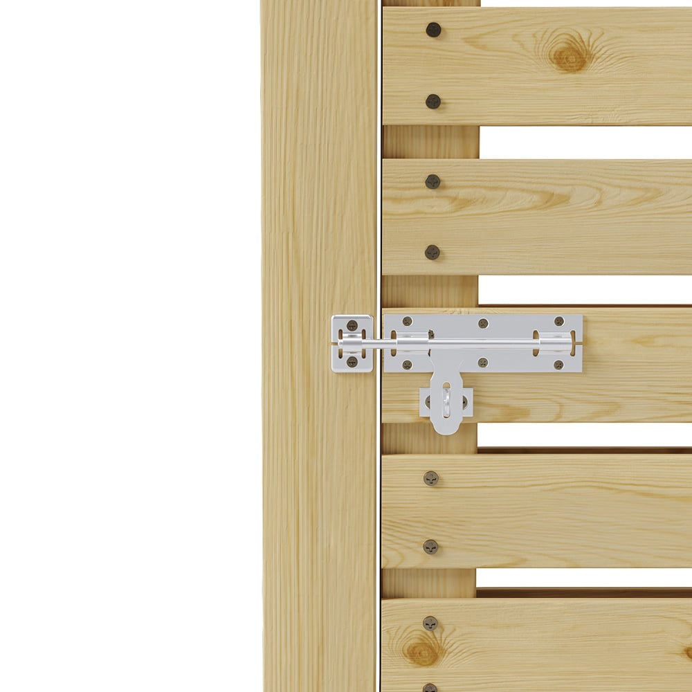 Living and Home Wooden Garden Slat Reinforced Gate with Door Latch 70.8 x 35.4 inch Image 6