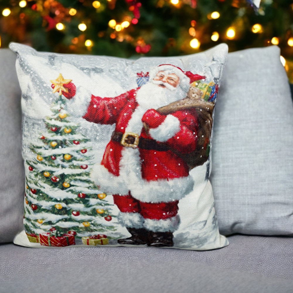 Xmas Haus Christmas-Themed Santa with Christmas Tree Design Cushion 40 x 40cm Image 2