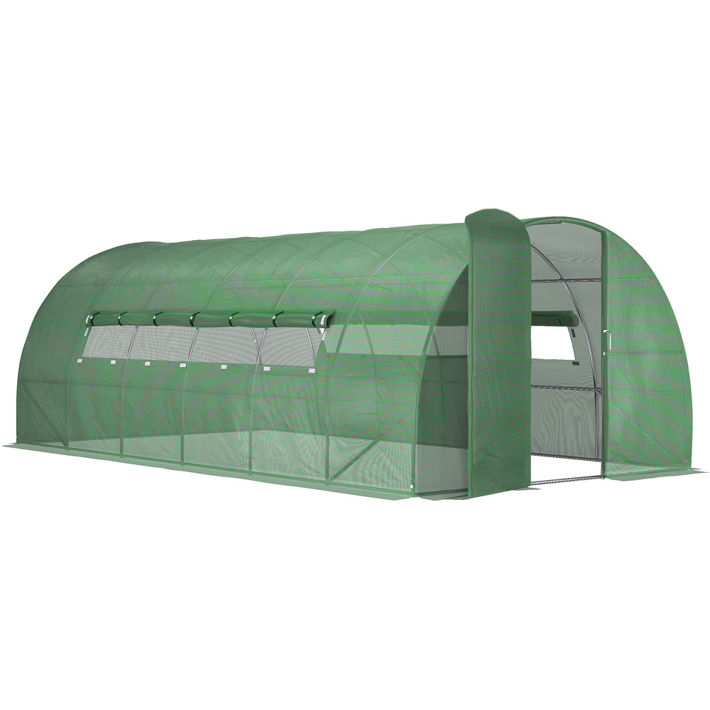 Outsunny Green Steel 9.6 x 18.7ft Walk In Polytunnel Greenhouse Image 1