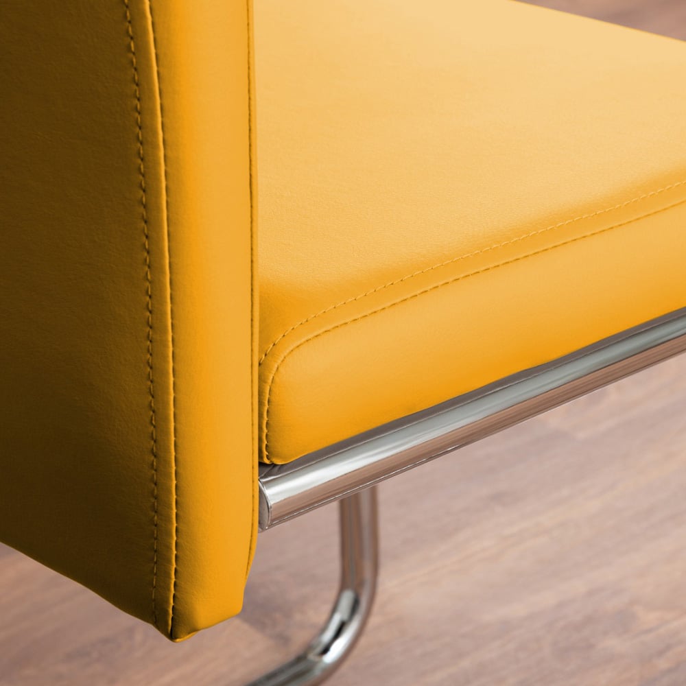 Furniturebox Copeland Fontana Marble Effect 6 Seater Dining Set White Mustard and Chrome Image 7