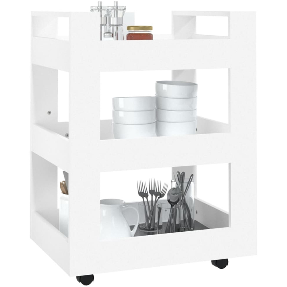 vidaXL 3 Shelf White Kitchen Trolley Image 4