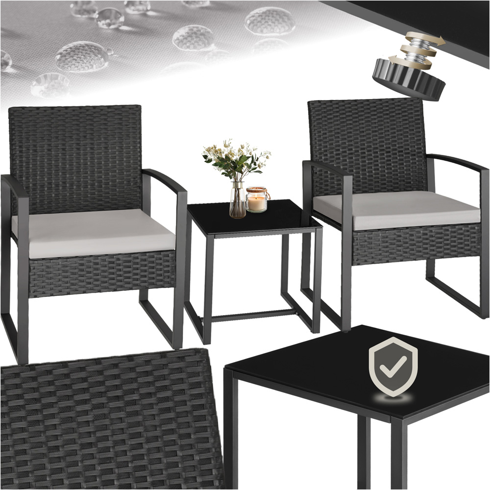 tectake Granada 2 Seater Black Bistro Set Image 2