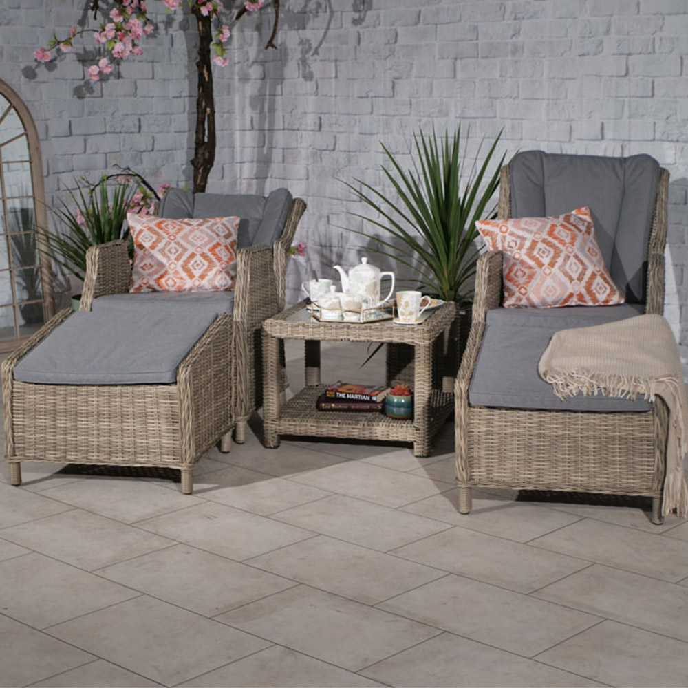 Royalcraft Wentworth 2 Seater Grey Deluxe Gas Reclining Lounge Set Image 1