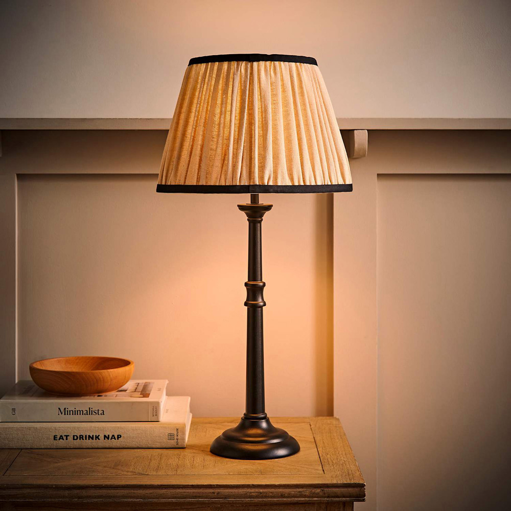 ValueLights Clara Linen Pleated Shade Black Candlestick Table Lamp with Bulb Image 6