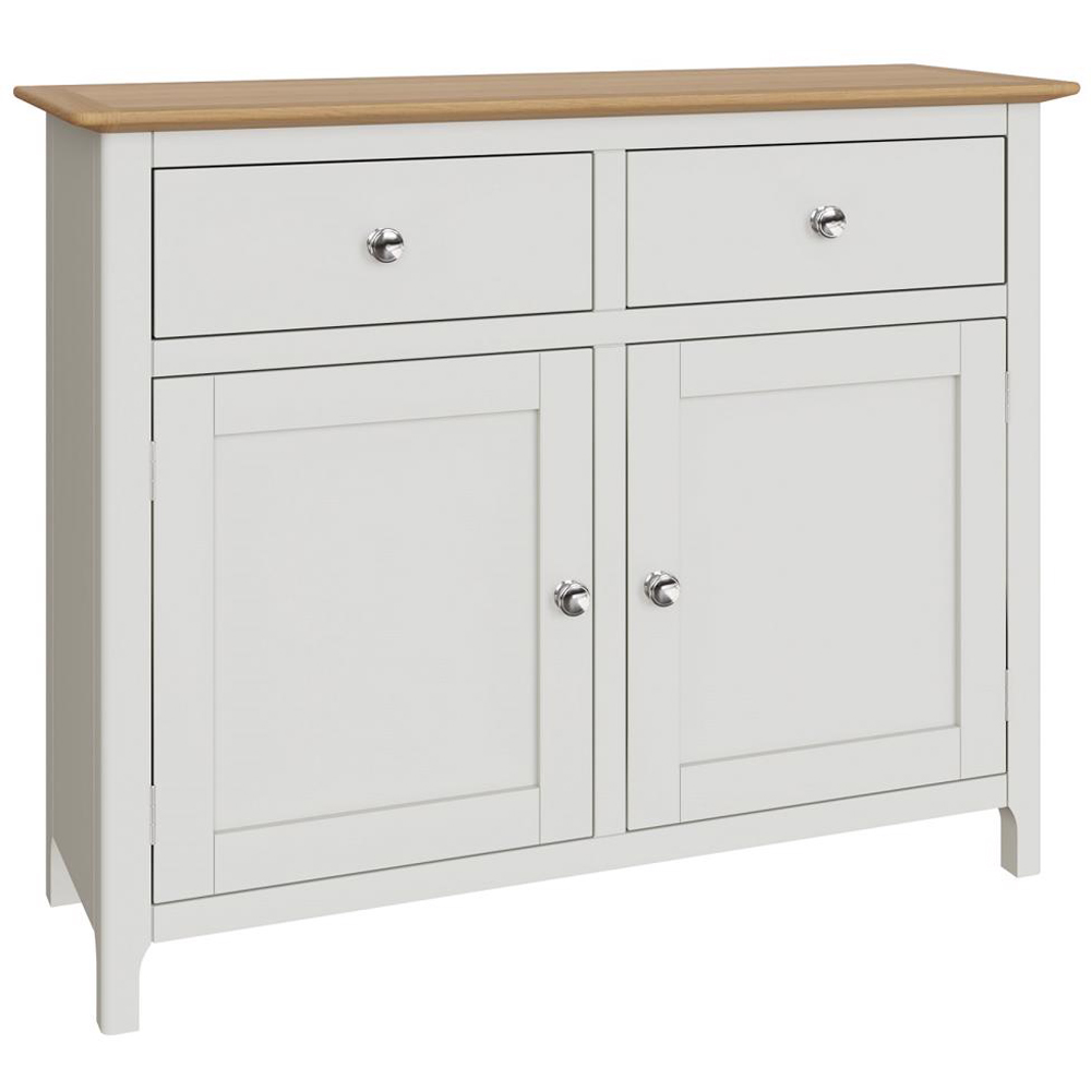 FWStyle Taberno 2 Drawer 2 Door White Linen and Oak Sideboard Image 2