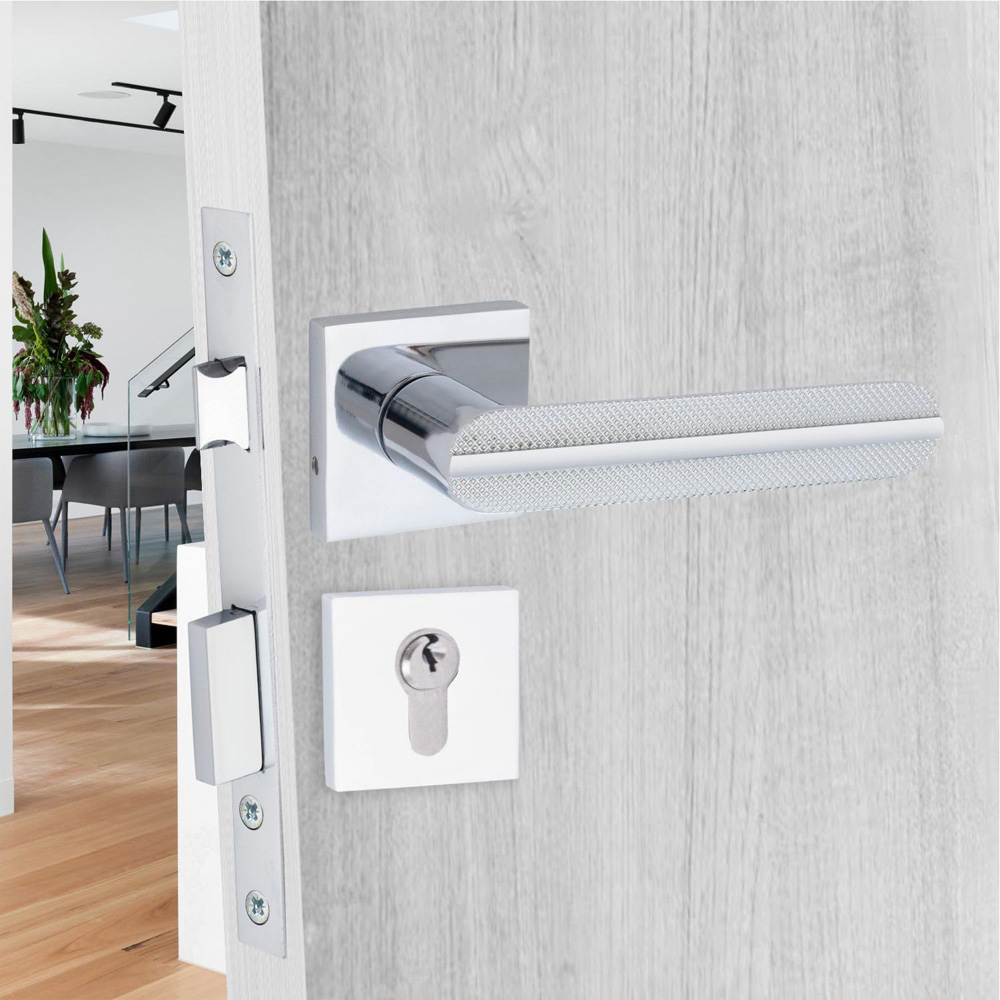 Golden Grace Polished Chrome Modern Lima Euro Lock Set Image 2