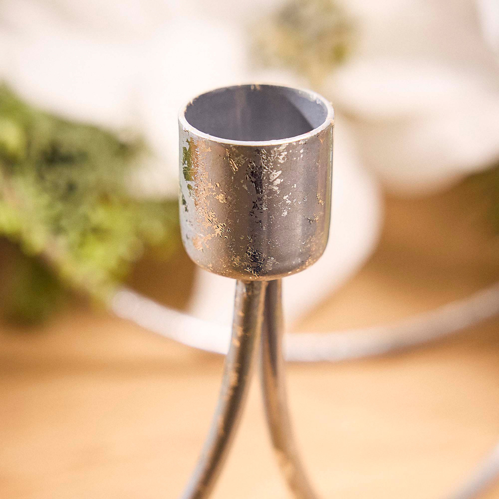 Dibor 7 Arm Silver Wave Candle Holder Image 5