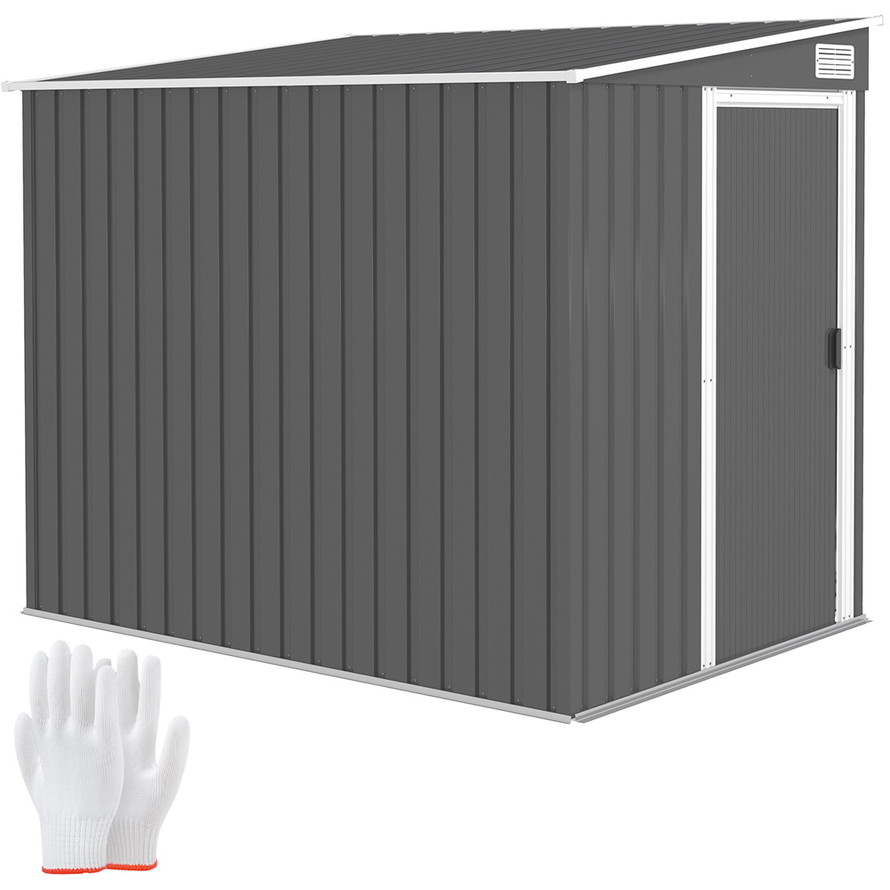 Outsunny 7 x 5ft Dark Grey Metal Garden Shed with Foundation Lean To Image 3