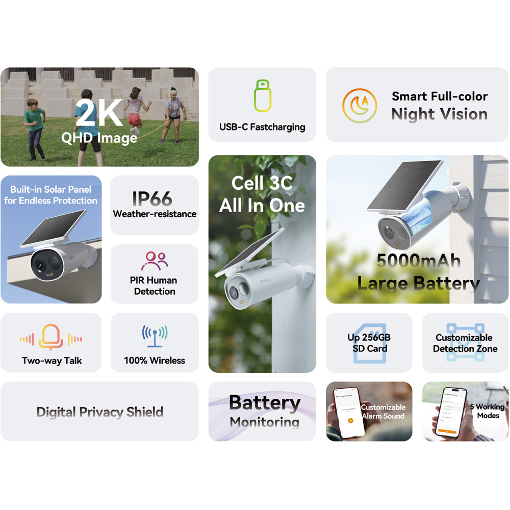 IMOU Cell 3C All-in-1 2K 3MP Outdoor Pan and Tilt Smart Security Camera with Solar Panel Image 5