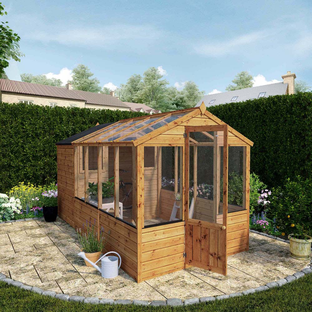 Mercia Wooden 12 x 6ft Traditional Apex Greenhouse Combi Shed Image 2