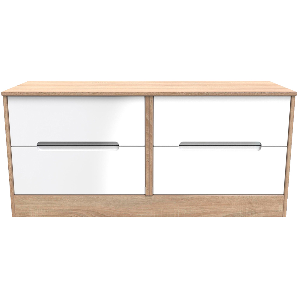 Crowndale Monaco 4 Drawer White Gloss and Bardolino Oak Bed Box Ready Assembled Image 2