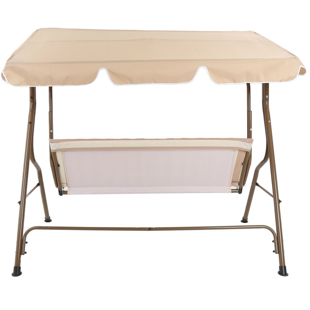 Charles Bentley 3 Seater Beige and White Garden Swing Seat Image 5