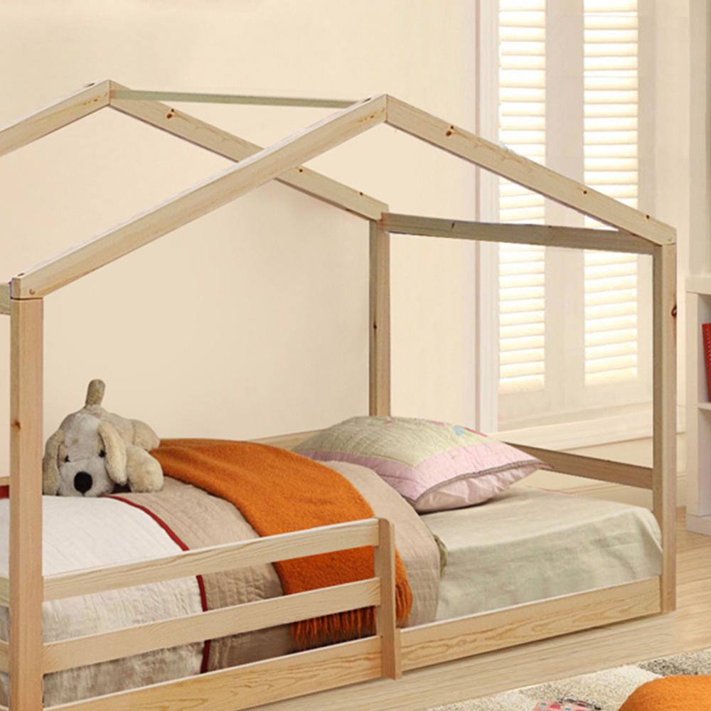 Brooklyn Single Natural Wooden House Style Bed Frame Image 2