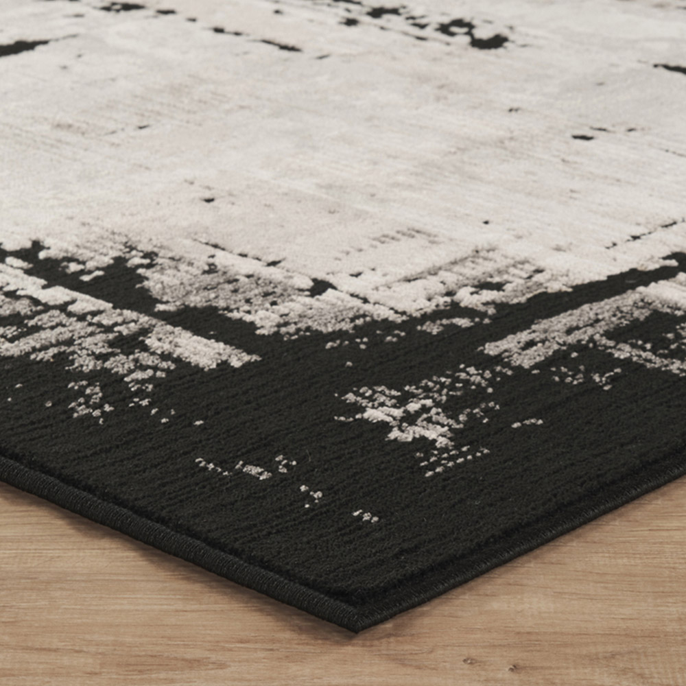 Mayfair Living Room Area Rug Metallic Sheen Contemporary Modern Frame Design - Black 120cm x 170cm Image 4