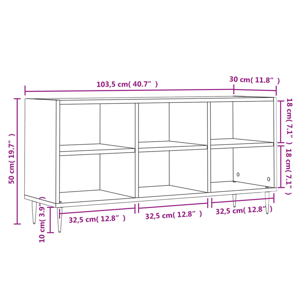 vidaXL 6 Shelf Grey Sonoma TV Cabinet Image 9