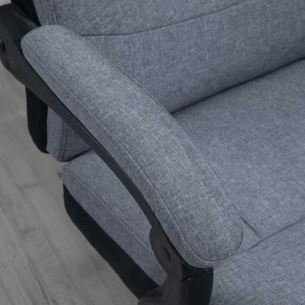 Portland Grey Linen Feel Fabric Swivel High Reclining Office Chair Image 3