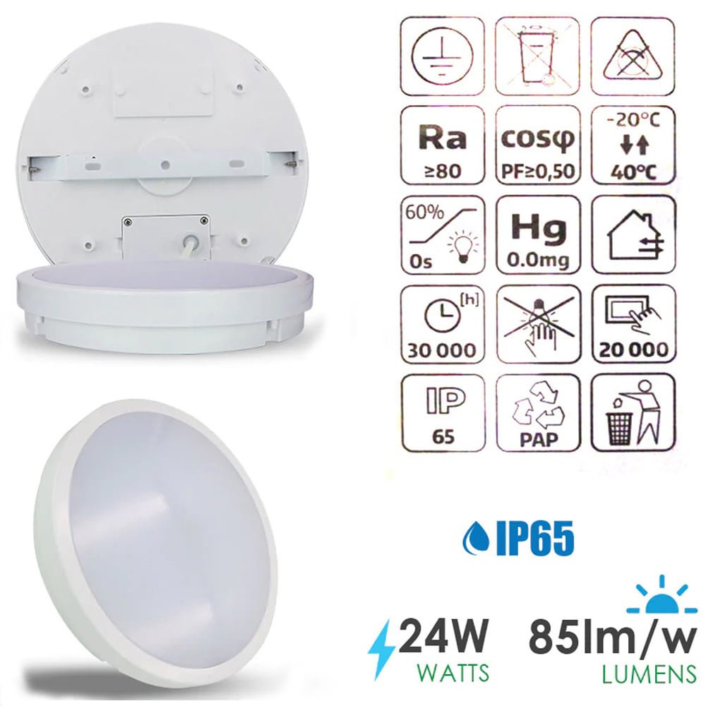 ENER-J 24W 6000K LED Bulkhead Ceiling Light Image 3