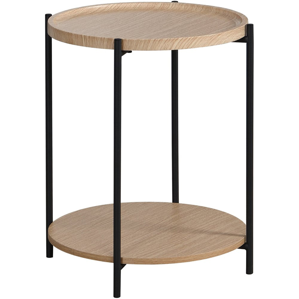 Natural 2 Tier Side Table  Natural and Black Image 2