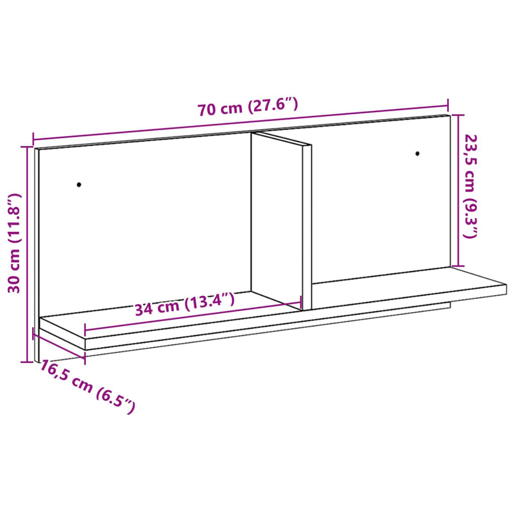 vidaXL 2 Shelf Concrete Grey Wall Cabinet Image 6