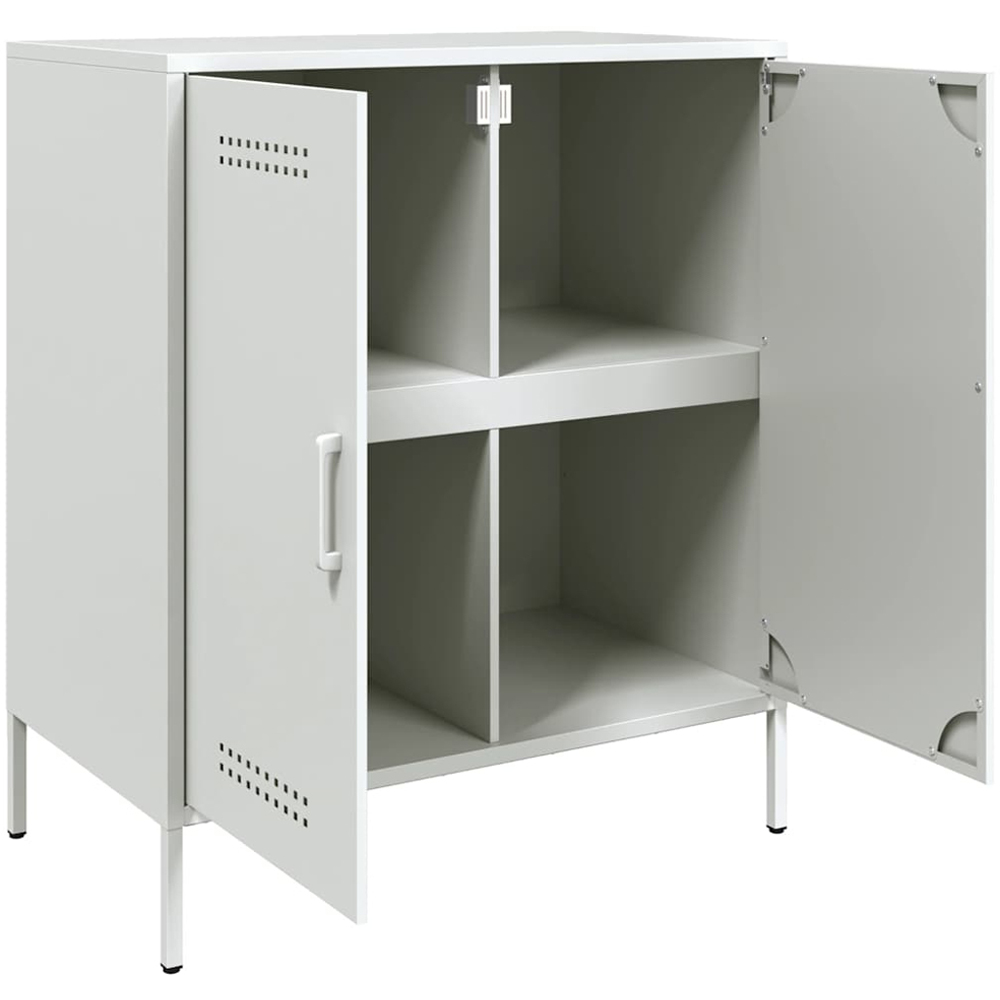 vidaXL 2 Door Steel White Sideboard Image 7