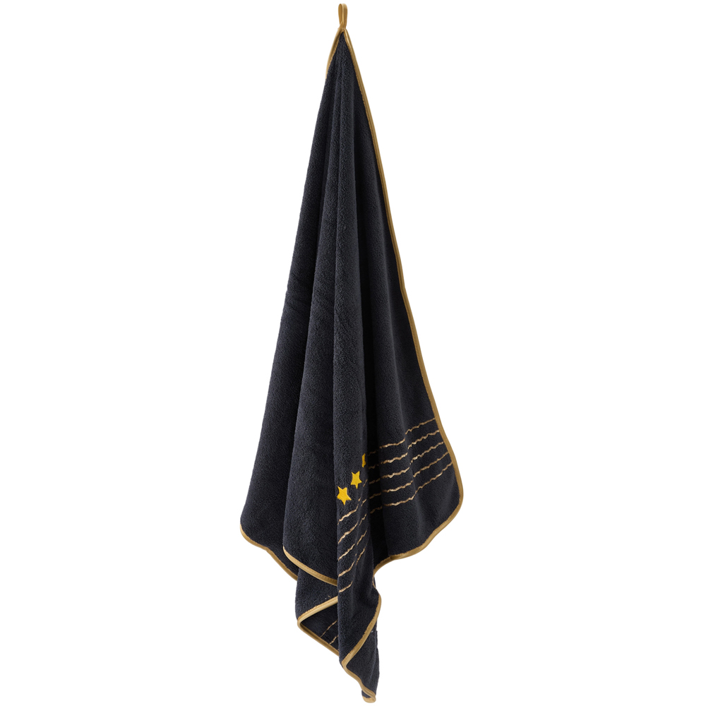Living and Home Soft Polyester Dark Grey Gold Star Towel Set of 4 Image 4