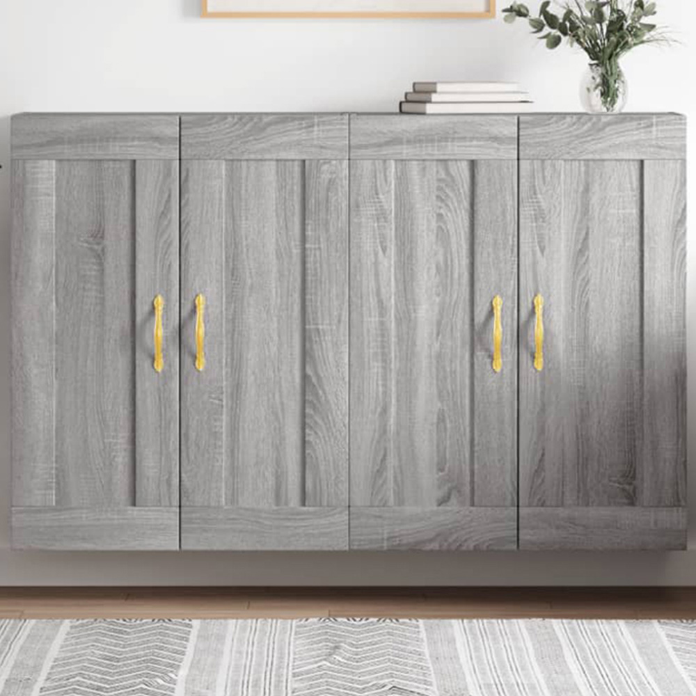 vidaXL 2 Door Grey Sonoma Wall Mounted Storage Cabinet 2 Pack Image 1