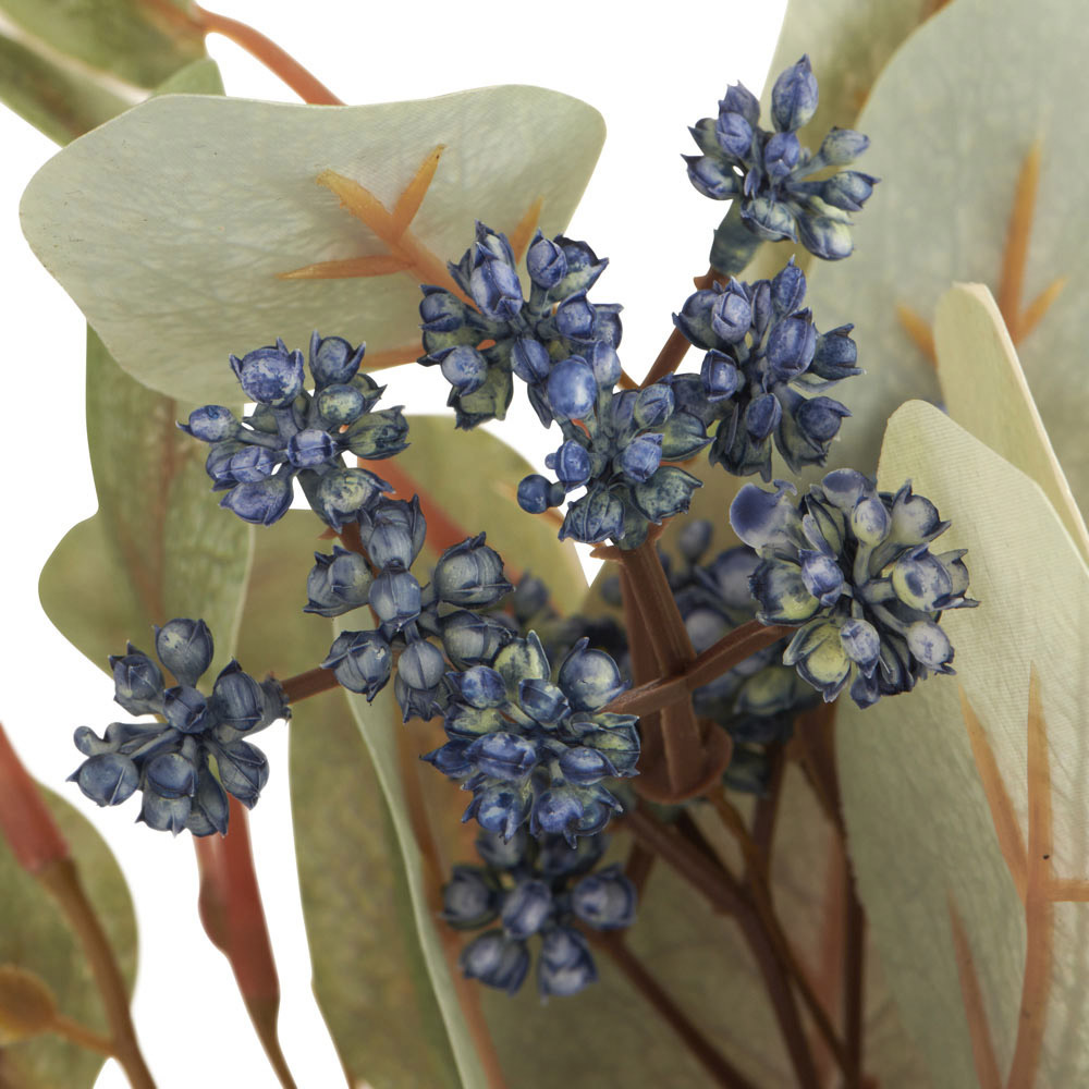 Wilko Blue Green Faux Floral Glass Vase Wilko