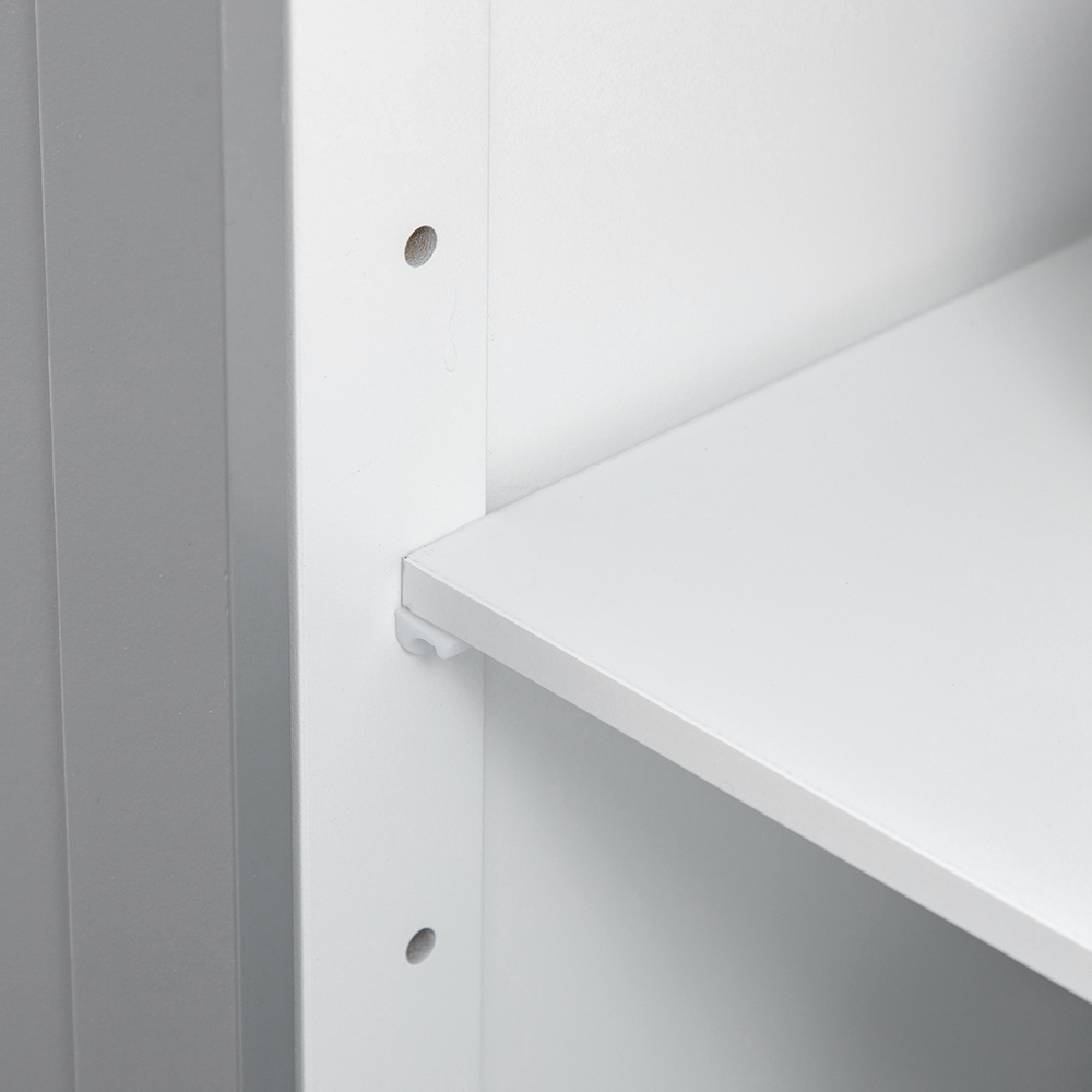 Kleankin White and Grey Single Door 2 Shelf Tall Floor Cabinet Image 7