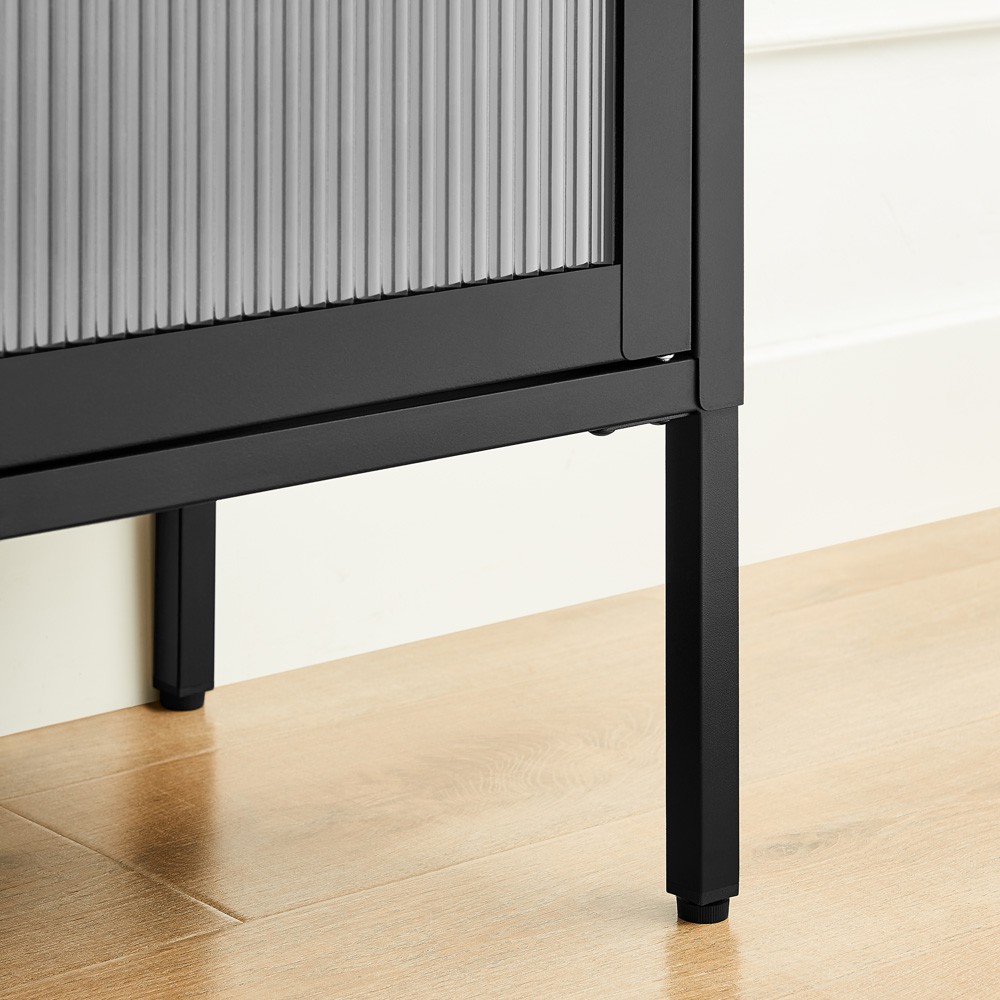 Furniturebox Kaci 2 Door 2 Shelf Black TV Unit Image 4