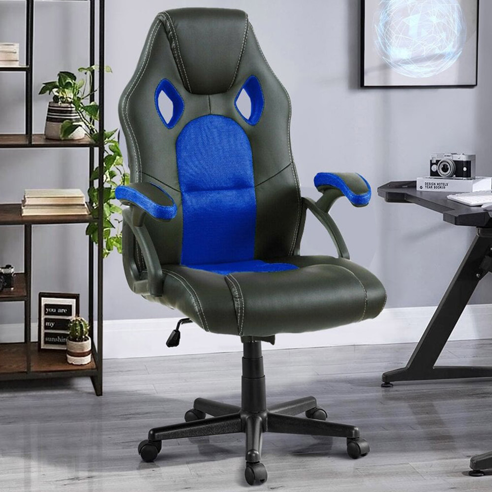 Neo Blue Faux Leather Swivel Office Chair Image 1