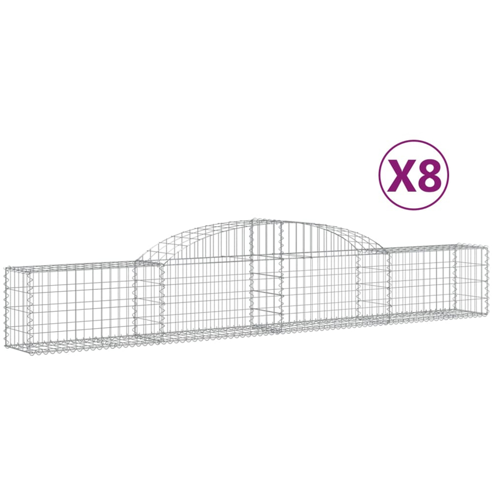 vidaXL Silver Galvanised Iron Gabion Basket 300 x 30 x 40/60cm 8 Pack Image 4