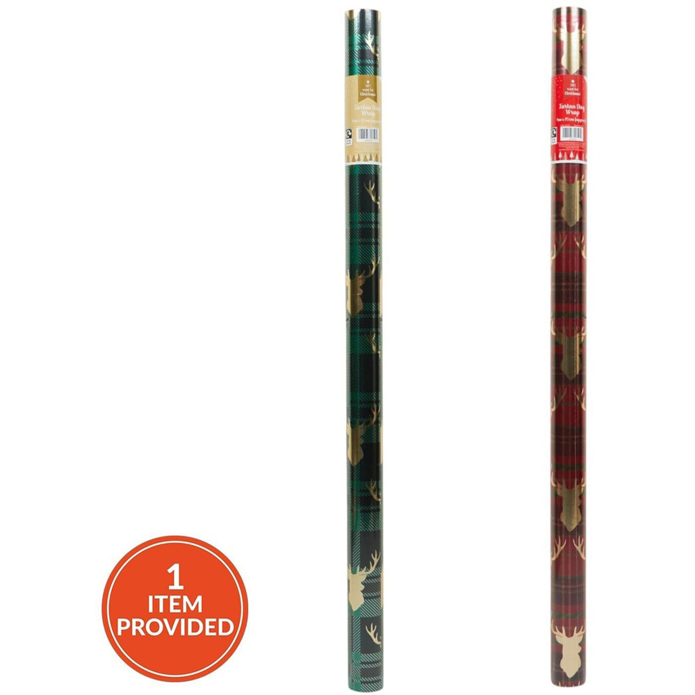 Festive Tartan Stag Gift Wrap Image 3