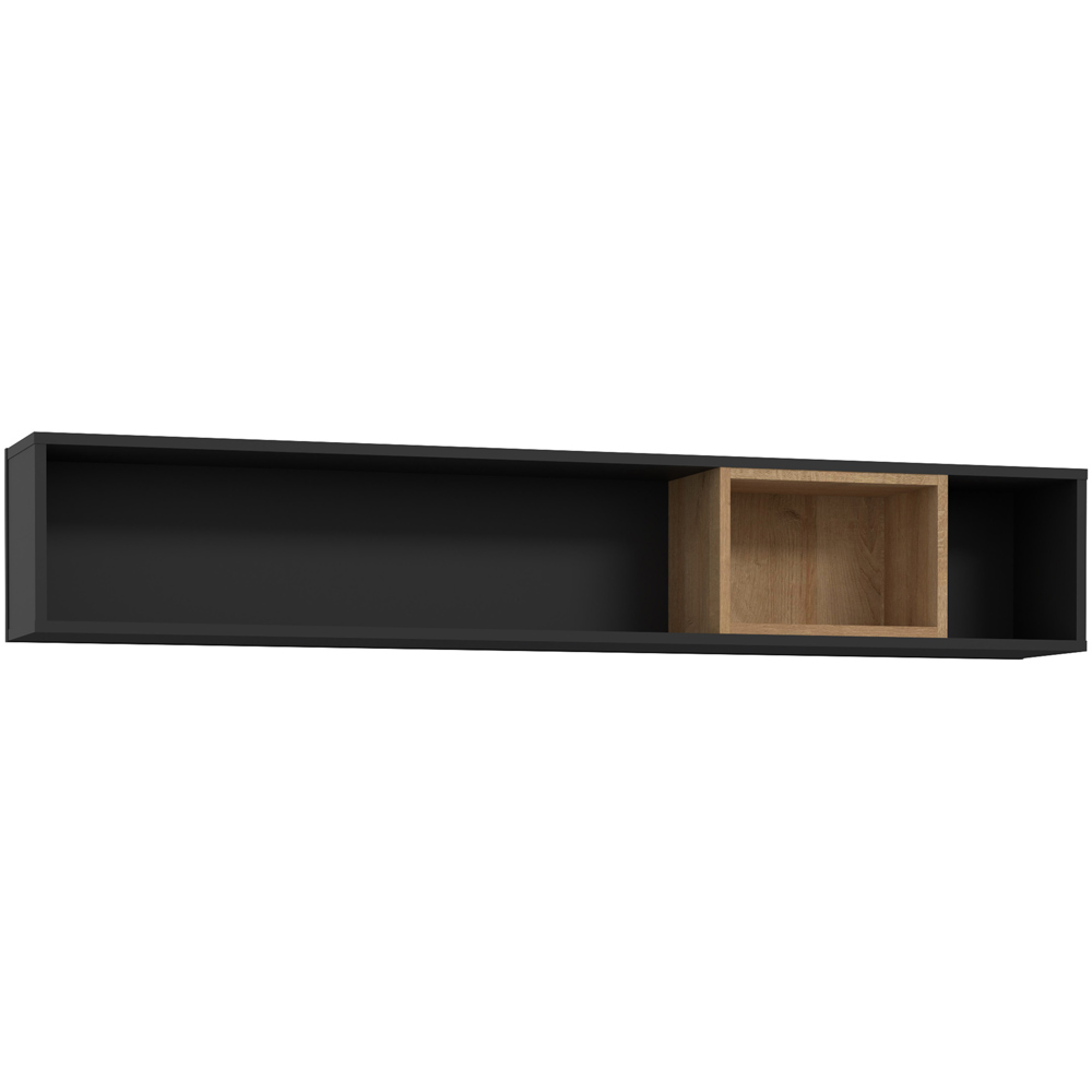 Florence High Rock Matt Black and Riviera Oak Cube Shelf Image 2