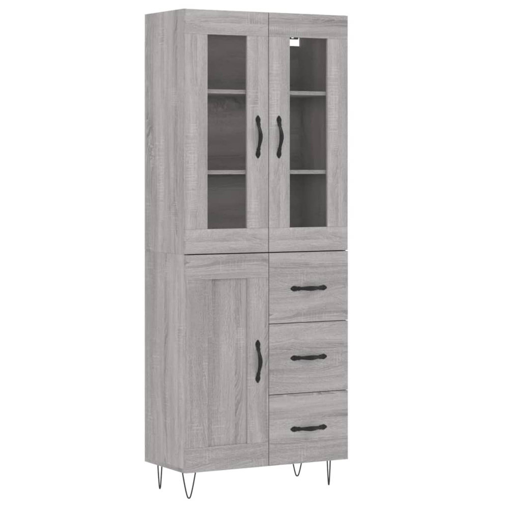 vidaXL 3 Door 3 Drawer Grey Sonoma Highboard Image 2