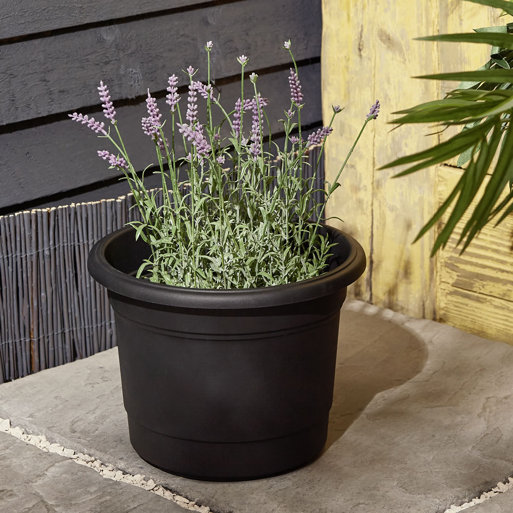 Wilko Black Milano Planter Round 50cm Image 1