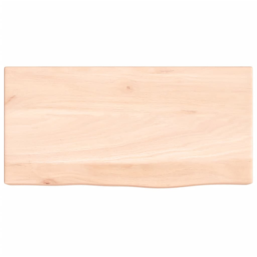 vidaXL 40cm Natural Untreated Solid Oak Wood Floating Wall Shelf Image 3