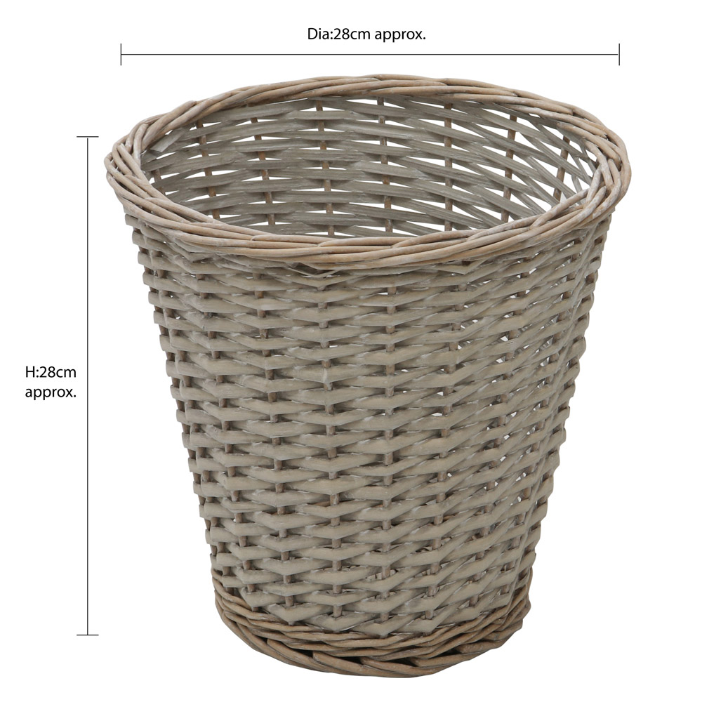 JVL 4 Piece Arianna Grey Round Willow Laundry and Waste Paper Basket Set Image 8