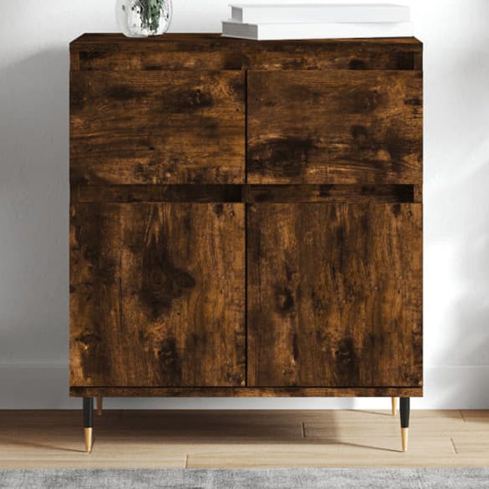 vidaXL 2 Door 2 Drawer Smoked Oak Sideboard Image 1