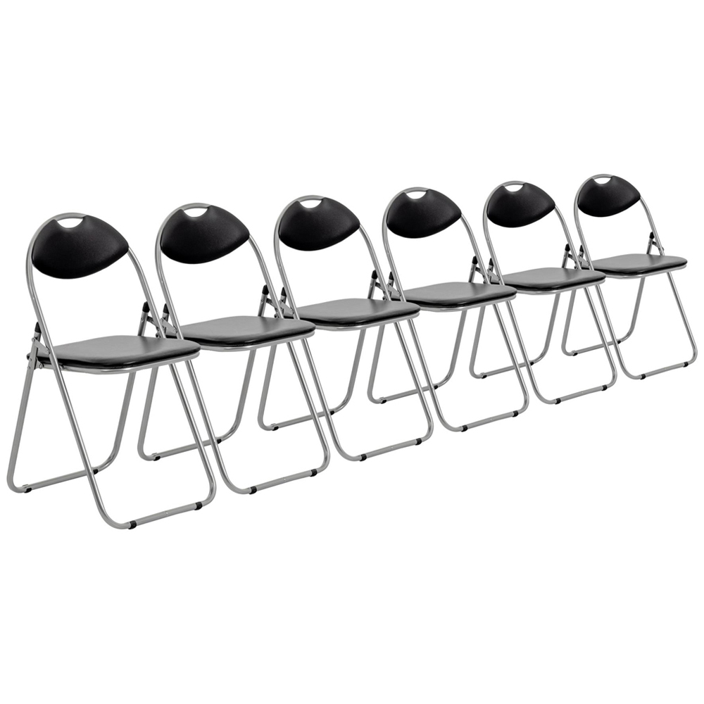 Harbour Housewares Set of 6 Black and Silver Foldable Padded Chair Image 2