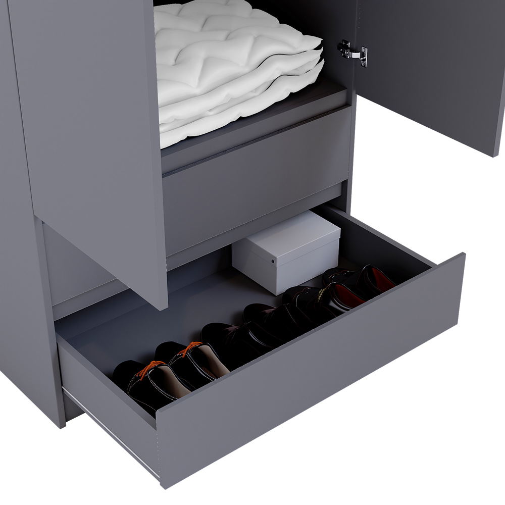 Vida Designs Denver 2 Door 2 Drawer Grey Wardrobe Image 8