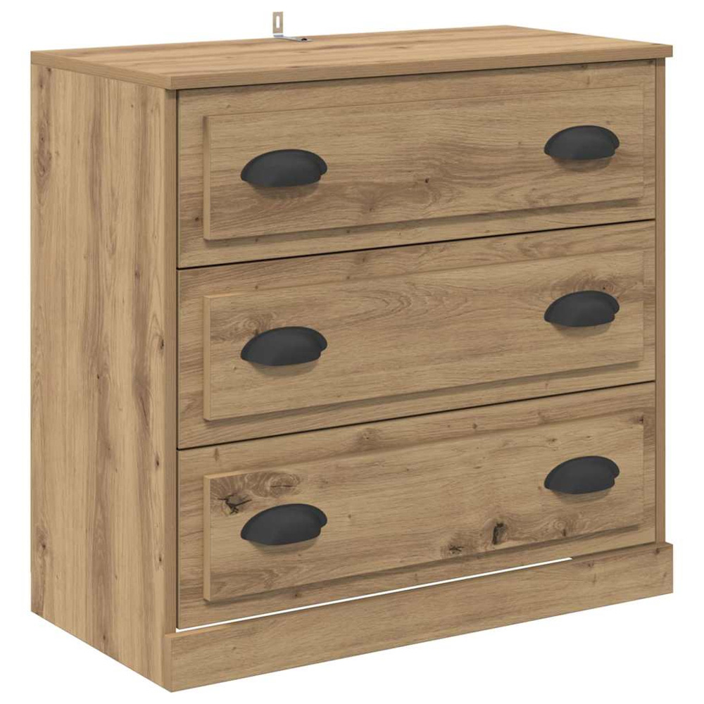 vidaXL 3 Drawer Artisan Oak Modern Sideboard Set of 2 Image 7