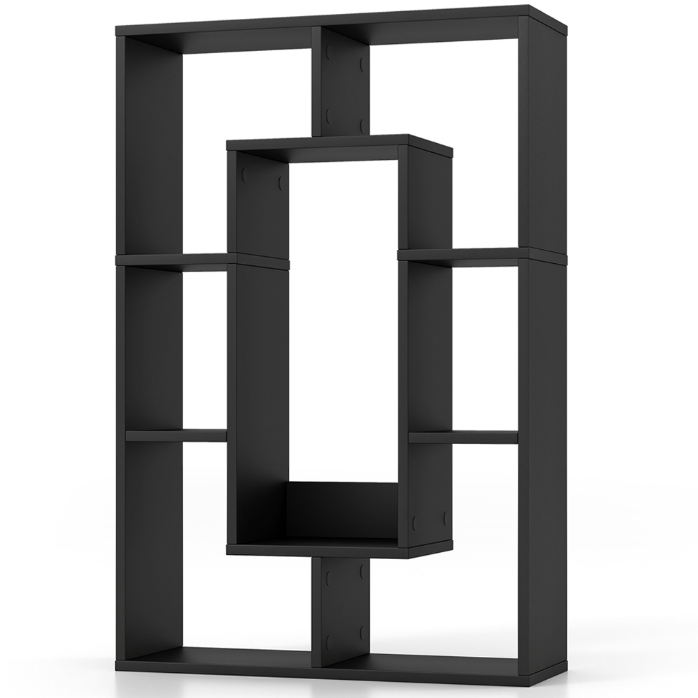 Costway 7 Shelf Black Geometric Bookshelf Image 2