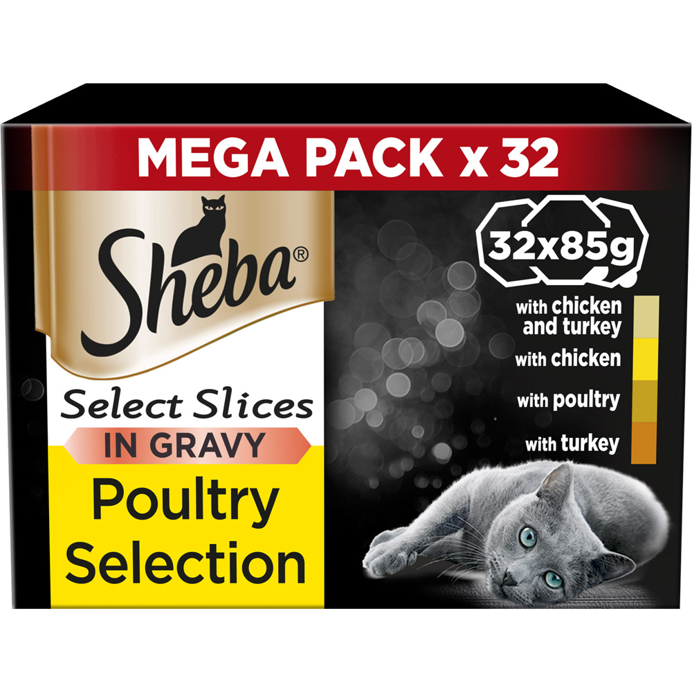Sheba Select Slices Cat Trays Poultry Collection in Gravy 32 x 85g Wilko
