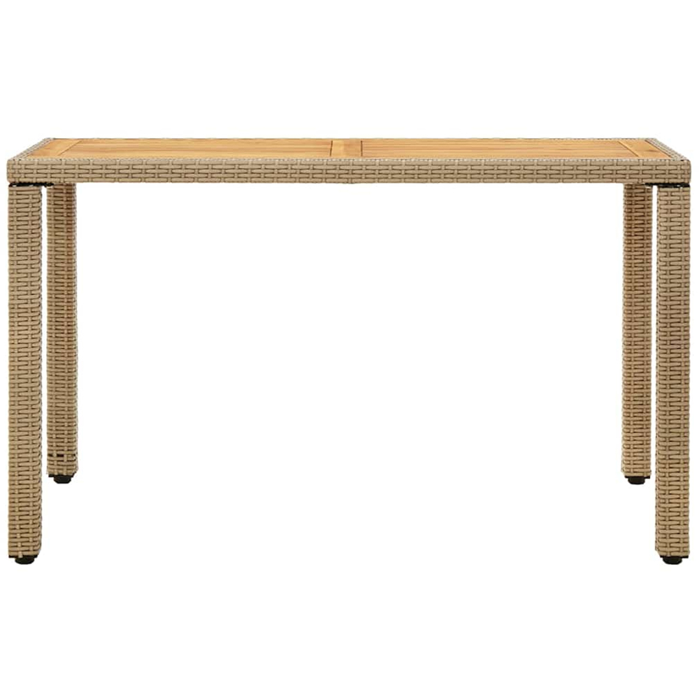 vidaXL 6 Seater Poly Rattan Rectangular Outdoor Dining Table Beige Image 2
