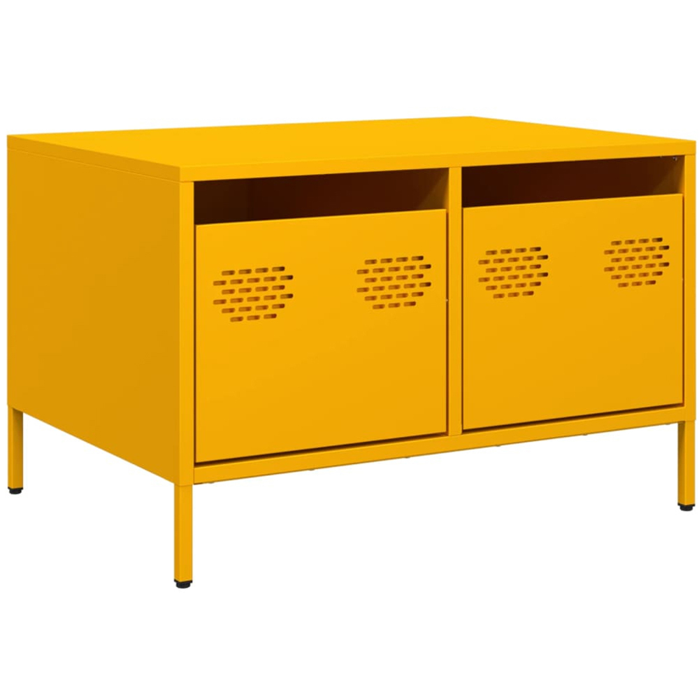 vidaXL 2 Drawer Mustard Yellow Cold-Rolled Steel TV Cabinet Image 2