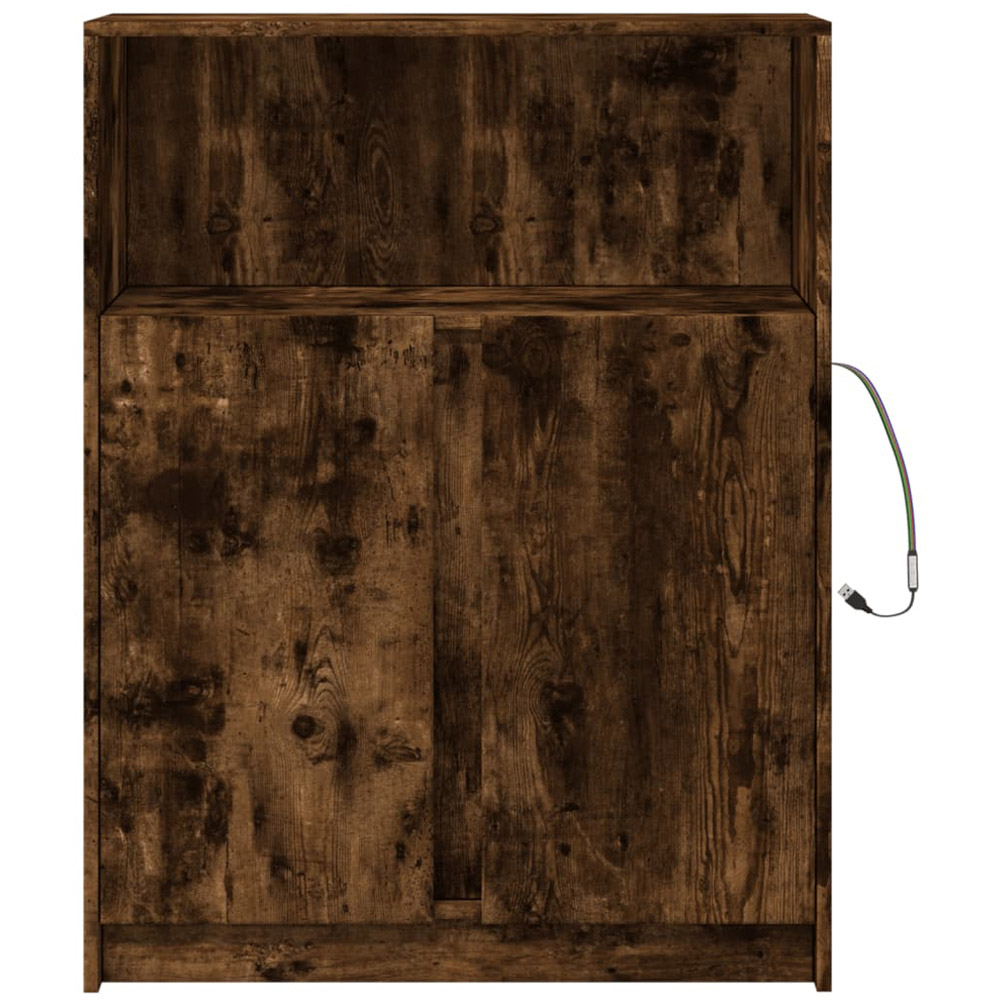 vidaXL 2 Door Single Shelf Smoked Oak Sideboard with RGB LED Lights Image 6