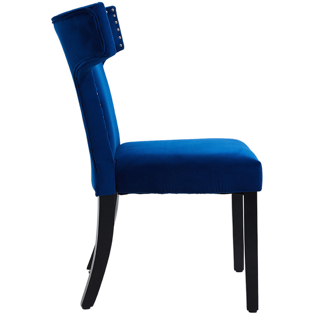 Living and Home Set of 2 Blue Linen Upholstered Dining Chairs Image 4