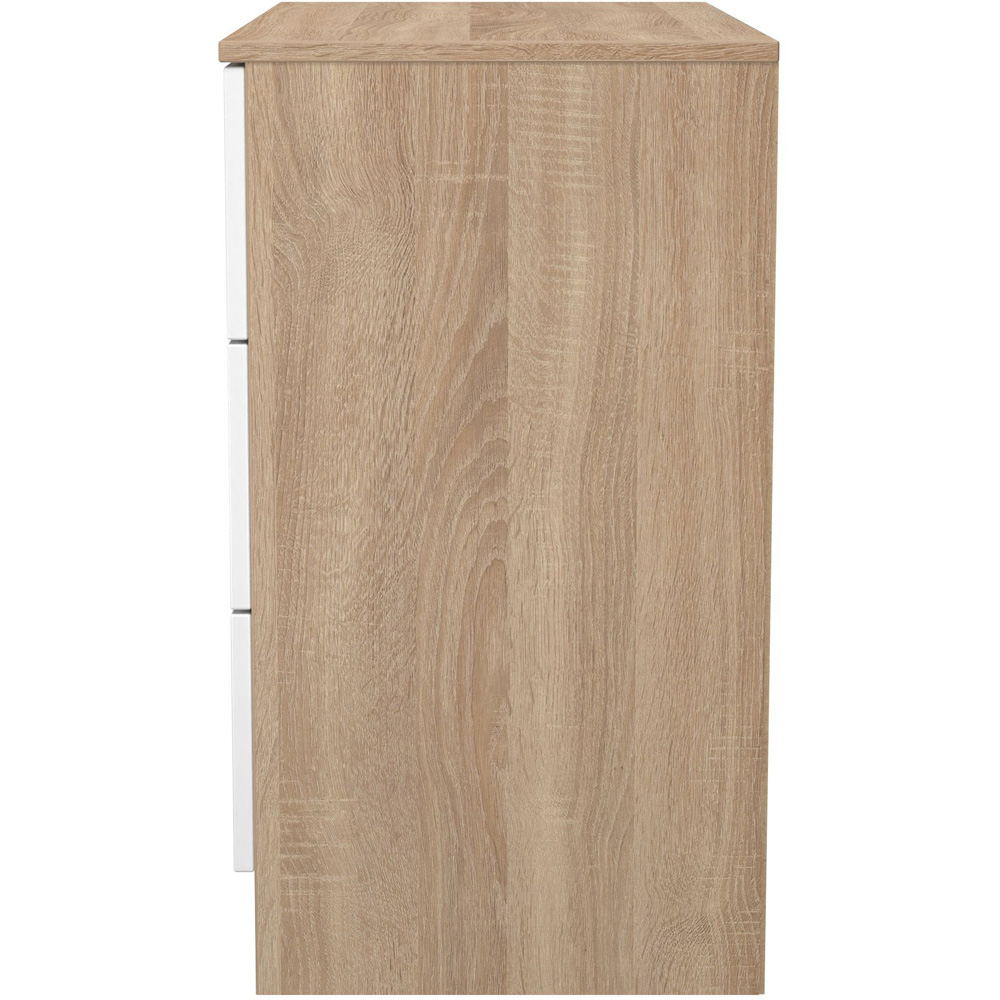 Crowndale Contrast 3 Drawer White Matt and Bardolino Oak Chest of Drawers Ready Assembled Image 3